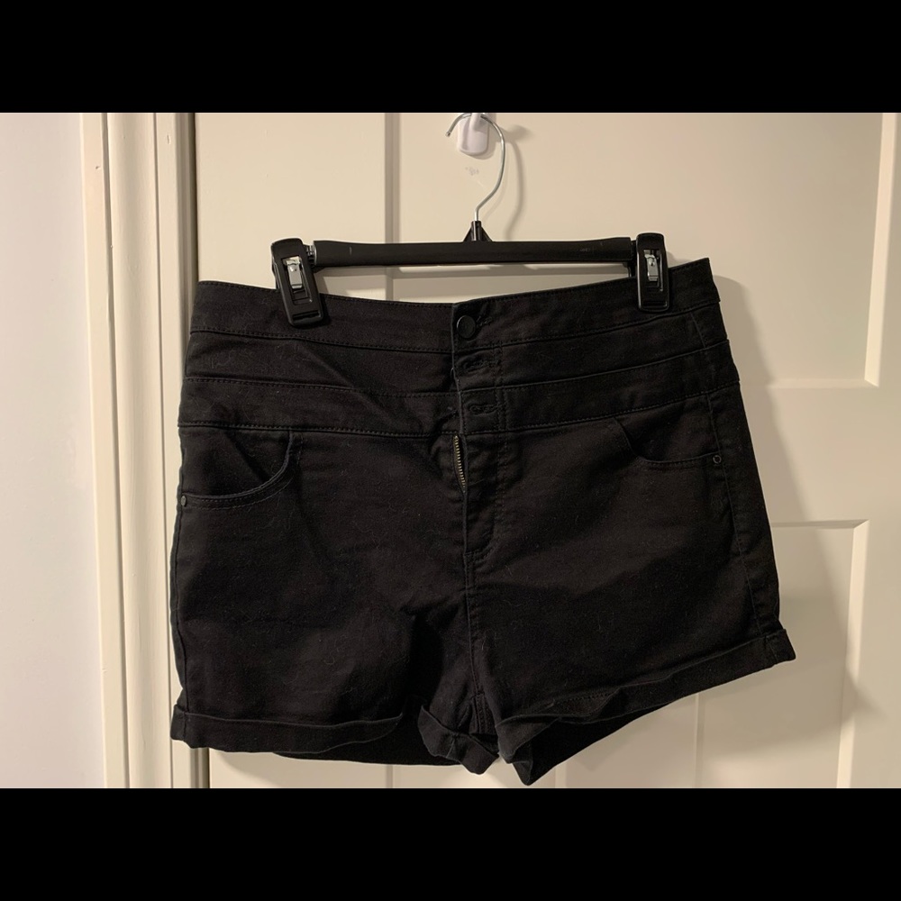 high waisted black jean shorts